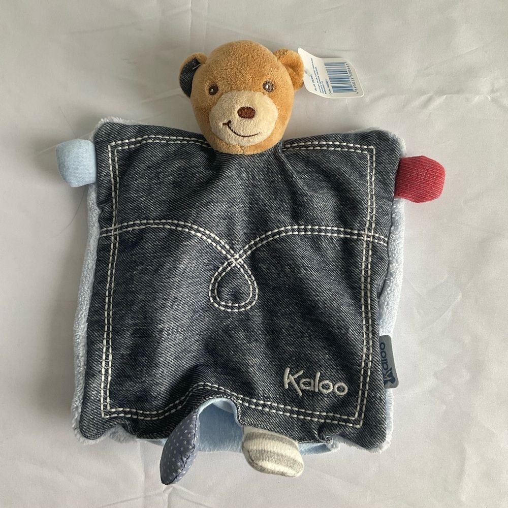 Kaloo Blue Denim Marionette Bear DouDou NWT